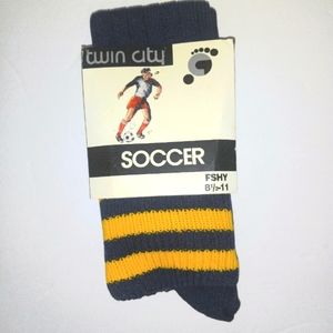 Twin City soccer socks blue and gold stripe new